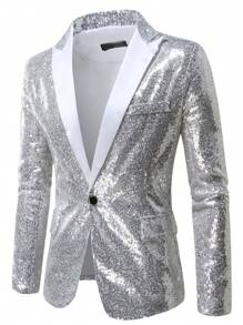 Veste de smoking à paillettes pour hommes, tenue de soirée formelle pour animateurs, artistes de scène, photographes