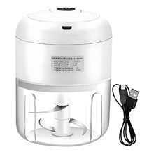 Mini Processador Elétrico de Alimentos Portátil com 3 lâminas de aço inox USB 250ml - Branco - Visão 1