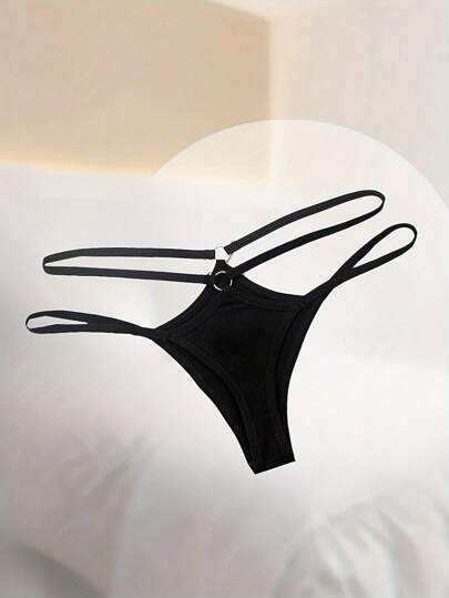 Sexy Lingerie Double Belt Buckle Hollow Perspective Fashionable And Sexy  Thong With Internet Famous Transparent Bottom Pocket Design Can Hold Toy Underwear