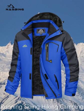 NASBING Chaqueta térmica para hombre, resistente al agua y al viento, con múltiples bolsillos, para uso en exteriores en invierno, apta para esquí, senderismo y camping