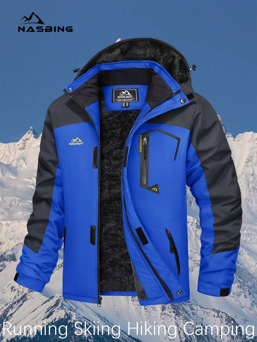 NASBING Men's Thermal Lined Jacket Water Resistent Windproof Thermal Outdoor Work Multi-Pockets Winter Coats Skiing Hiking CampiOuterwear,Skiing