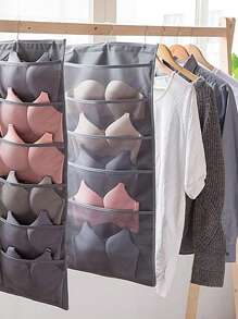 1 Pc Hanging Bra Organizer With Rotating Metal Hanger, Extra-Large Dual Sided Wall Shelf Wardrobe Mesh Pockets Hanging Storage Bag For Bra Socks Underwear Underpants,Double Side Underwear Storage Bag, Functional Lingerie Packing Bag, Hanging Bra Socks Organizer, Bag For School School Accessories School Stuff