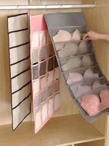 1 Pc Hanging Bra Organizer With Rotating Metal Hanger, Extra-Large Dual Sided Wall Shelf Wardrobe Mesh Pockets Hanging Storage Bag For Bra Socks Underwear Underpants,Double Side Underwear Storage Bag, Functional Lingerie Packing Bag, Hanging Bra Socks Organizer, Bag For School School Accessories School Stuff