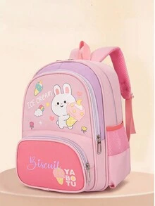 Customized Embroidery Exclusive To Your Name Backpack Spine Protection Rabbit Super Cute Backpack Student Commuting Bag Cute Cartoon Bag Multifunctional Storage Bag