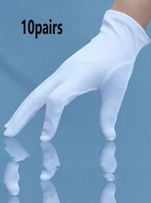 White Gloves High Elastic Ceremonial Gloves Plate Beads Play Gloves Labor Protection Work Protective Gloves - 10 Pairs Of White - View 7