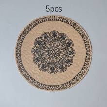 2/5 件黑色餐垫套装，黑色背景，印花花卉图案，耐热，防水，防油，可洗，PVC 材质，适合餐饮、派对、节日、季节、波西米亚风格装饰，38*38 厘米 - 黑色 - 查看 11