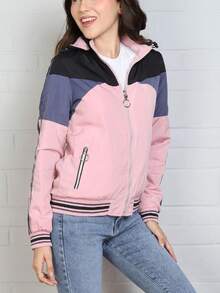 Chamarra REVERSIBLE Chaqueta para Mujer Dama Con Capucha Desmontable Y Cierre - Negro - Ver 2