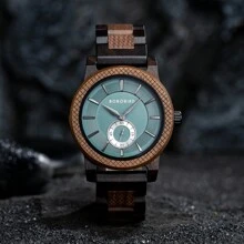 BOBOBIRD BOBO BIRD Stijlvol herenhorloge Niche Walnoot & Ebbenhouten polshorloge