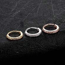 1 件女士方晶锆石假鼻环不锈钢圆形软骨耳屏耳鼻环假鼻环身体首饰 - 圓形 - 查看 7