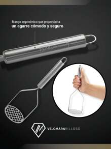 Machacador De Frijoles Papas Manual Cocina Acero Inoxidable Utensilios De Cocina - Gris - Ver 7