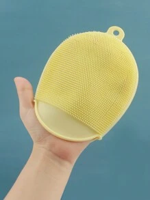 1个柔软硅胶去角质沐浴刷，可替代壁挂式丝绸沐浴刷，抗菌身体磨砂膏（黄/蓝），适合所有肤质 - 彩色 - 查看 1