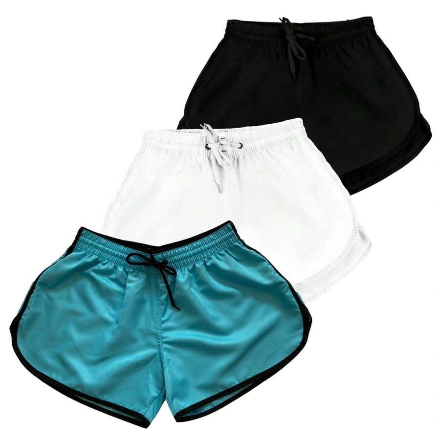 Kit 3 Tactel Shorts For Women, Plain Beachwear - Màu xanh lam - Xem 1