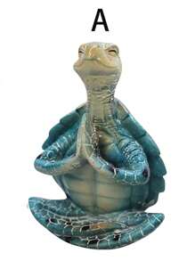 冥想瑜伽海龟雕像，冥想海龟雕像家居装饰，花园树脂摆件户外雕像创意禅瑜伽海龟冥想树脂雕像家居礼品收藏办公室春夏花园装饰女士/男士房间办公桌庭院装饰瑜伽乌龟家居办公室装饰 - 彩色 - 查看 14