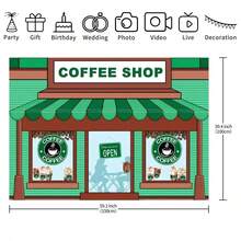 1 pieza Elegante banner de fotografía de fondo para café verde, nueva tela decorativa de poliéster multifunción de 210*150 cm/150*100 cm/100*75 cm, prominente paño colgante para decoración de café, para decoración del hogar, decoración de fondo para retratos, accesorios de estudio de fotografía, sin necesidad de electricidad - Multicolor - Ver 7