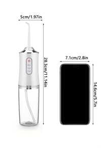 1 pièce Hydropulseur dentaire portable, rince-bouche à jet d'eau rechargeable USB, fil dentaire à jet d'eau, cure-dents, 4 embouts, 220ml, 3 modes - vert