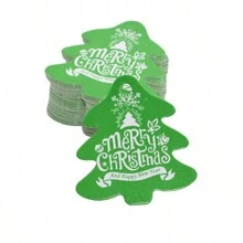 100 件圣诞节烘焙吊牌礼品装饰吊牌 DIY 配件吊牌树形留言卡，圣诞礼物，圣诞快乐 - 彩色 - 查看 14