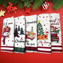 5 Packs Christmas Towels Are Soft, Comfortable, And Cartoon Christmas Patterns Have Good Water Absorption