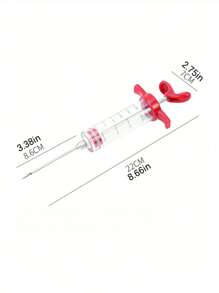 1PC Flavor Injector For Turkey, Steak, Grilled Meat, BBQ, Marinade, Basting, And Seasoning, Red Syringe