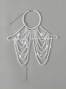 Elegant Sexy Women Pearl Beads Body Chain Bikini Accessories - Multicolor - View 2