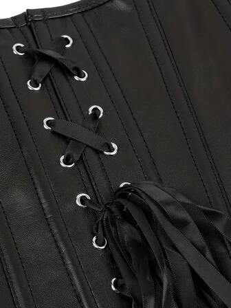 Overbust Corset Bustier With Zipper, Waist Trainer Corset Top For Outerwear Or Layering, Punk Costume, Masquerade Ball, Halloween, Black