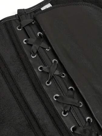 带拉链的束胸紧身胸衣，腰部训练器束胸上衣，可外穿或分层穿着，朋克服装，化妆舞会，万圣节，黑色