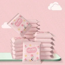 1/2/5/10/20包迷你便携式无纺布湿巾，适用于日常清洁 - 彩色 - 查看 6