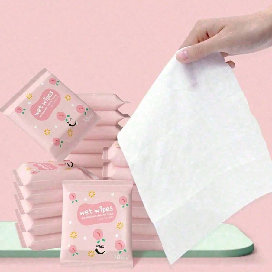 1/2/5/10/20包迷你便携式无纺布湿巾，适用于日常清洁 - 彩色 - 查看 1