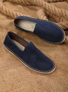 Summer & Autumn Men Loafers, Hemp Rope Sole Canvas Shoes, Vacation Casual Slip-On Flats; Women Woven Breathable Cloth Shoes, White Straw Braid Non-Slip; Unisex Canvas Shoes In Brown, Grey, Black, Blue, Slip-On Slouchy Shoes; (These Shoes Have A Narrow Toe Box, So Wide-Footed People Are Recommended To Order A Size Up. The Hemp Rope Soles Are Relatively Hard, And The Handmade Shoes Have A Relatively Rough Workmanship) - Blue - View 3