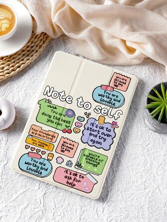 1 件可爱消息条图案保护壳，兼容 iPad 10.2 英寸，兼容 iPad Pro 11 英寸 2021/2020/10 代，兼容 iPad Mini 4/5/6，兼容三星 Galaxy Tab A8 10.5 英寸 2022、Matepad 10.4/Tab、平板电脑、带笔架的平板电脑保护套、自动睡眠/唤醒功能