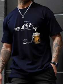 Basic Friday Beer T-Shirt Streetwear Shirt Launch Promotion - 藏蓝色 - 查看 1