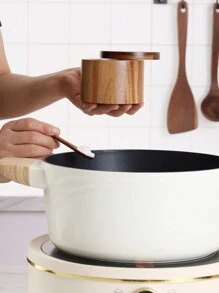 1 pieza salero de madera perfumada, tarro de especias de madera, caja de pimentero, recipiente de almacenamiento de condimentos de cocina