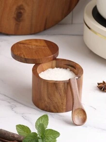 1 pieza salero de madera perfumada, tarro de especias de madera, caja de pimentero, recipiente de almacenamiento de condimentos de cocina