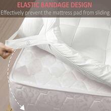 Microfibre Hotel Quality Mattress Topper 4 Inch/10cm Deep Supersoft Heavy Fill Single Double King Super All Sizes Elasticated Corner Straps - White - View 9