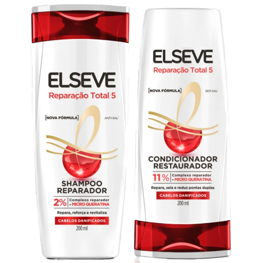 Shampoo+Conditioner 200ml Total Repair 5 Elseve Repairing Complex For Damaged Hair - trắng - Xem 1