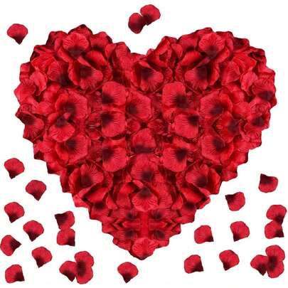 2000片人造丝玫瑰花瓣装饰，红色玫瑰花瓣，适用于婚礼装饰、情人节装饰、礼盒填充物、求婚、走道装饰、节日装饰、婚礼装饰、家居装饰、房间装饰、派对礼品、新娘礼物、生日、毕业典礼、单身派对等场合。