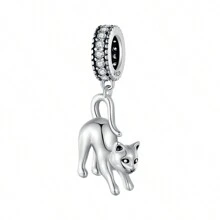 bamoer 1 PC 925 Sterling Silver Cute Cat Star Pendant Flying Balloon Cat Pet Paws Charms Beads Fit Women Girl DIY Bracelet Fine Jewelry