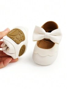 Zapatos de vestir para niñas bebé de boda, bailarina con lazo, estilo princesa Mary Jane, planos, primeros pasos de bebé, zapatillas para recién nacidos, zapatos para bautizo