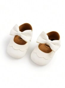 Zapatos de vestir para niñas bebé de boda, bailarina con lazo, estilo princesa Mary Jane, planos, primeros pasos de bebé, zapatillas para recién nacidos, zapatos para bautizo