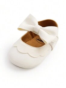 Zapatos de vestir para niñas bebé de boda, bailarina con lazo, estilo princesa Mary Jane, planos, primeros pasos de bebé, zapatillas para recién nacidos, zapatos para bautizo