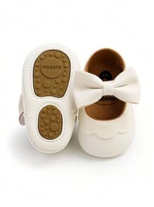 Zapatos de vestir para niñas bebé de boda, bailarina con lazo, estilo princesa Mary Jane, planos, primeros pasos de bebé, zapatillas para recién nacidos, zapatos para bautizo