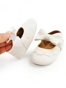 Zapatos de vestir para niñas bebé de boda, bailarina con lazo, estilo princesa Mary Jane, planos, primeros pasos de bebé, zapatillas para recién nacidos, zapatos para bautizo