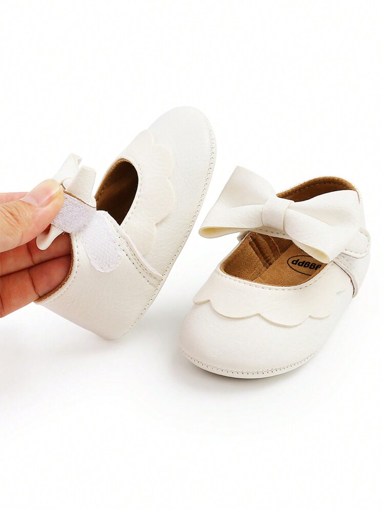 Spädbarn Spädbarn Flickor Bröllopsklänning Skor Rosett Balett Prinsessan Mary Jane Flats Småbarn First Walkers Sneaker Nyfödd Spjälsäng Dop Skor - Vitt - Visa 7