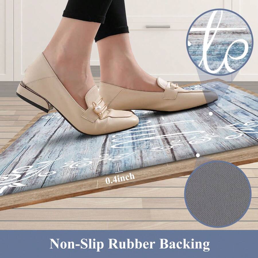 HEBE Anti Fatigue Kitchen Mats For Floor 2 Piece Set Non Slip Farmhouse