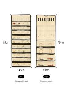 Hanging Jewelry Organizer Storage Roll With Hanger Metal Hooks Double-Sided Jewelry Holder For Earrings, Necklaces, Rings On Closet, Wall, Door Makeup Bag Makeup Bags Makeup Organizer Make Up Organizer Makeup Storage - Multicolor - View 11