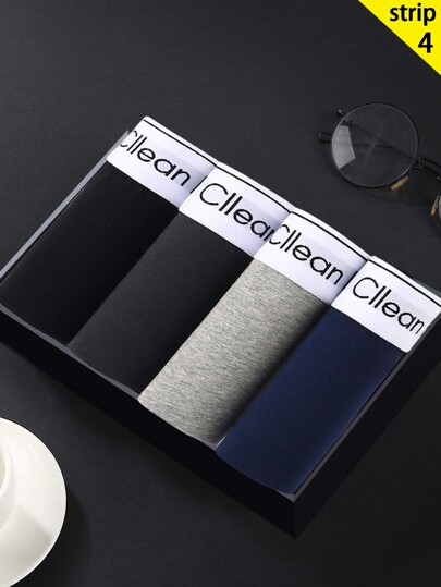 4 قطع/عبوة سروال داخلي بوكسر للرجال ذات وسط متوسط...