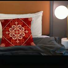 1 pièce Taie d'oreiller à motif géométrique imprimé double face, housse de coussin de cour extérieure rétro pour canapé lit sofa décoration de la maison, sans rembourrage - Multicolore - Voir 9