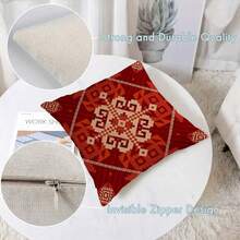 1 pièce Taie d'oreiller à motif géométrique imprimé double face, housse de coussin de cour extérieure rétro pour canapé lit sofa décoration de la maison, sans rembourrage - Multicolore - Voir 10