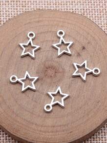 40 个/包 13x10 毫米空心星形吊饰，适用于 DIY 耳环、项链、手链、钥匙扣制作 DIY 珠宝制作