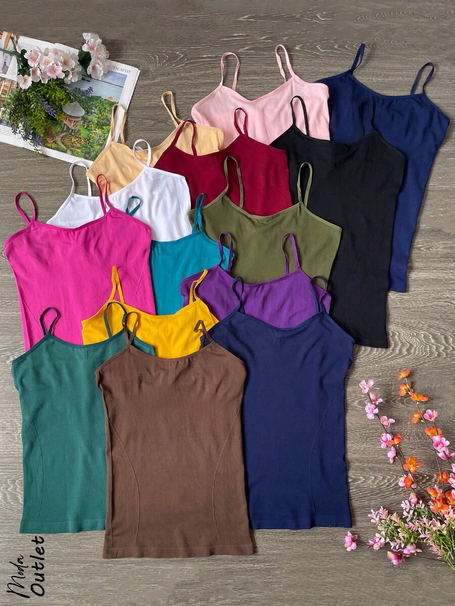 14 piezas de camiseta de tirantes finos para dama colores diversos - Multicolor - Ver 1