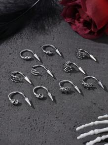 1 件时尚不锈钢朋克龙耳环，男女通用嘻哈街头风格龙蛇骷髅耳钉，适合日常佩戴、派对、音乐节、约会